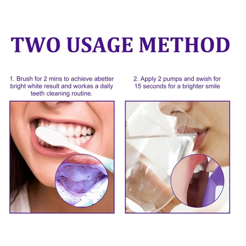 V34 Teeth Whitening Purple Toothpaste Remove Teeth Fresh Corrector Brightening Stain Oral Breath Color Whitening Care