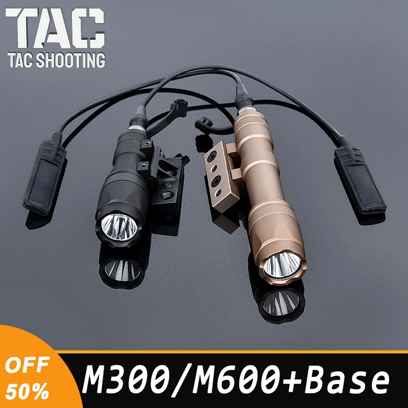 WADSN M600 M300 M600C M300A Tactical Metal Flashlight Install KeyMod M-LOK Rail LED Scout Light Hunting Accessory Offset Device