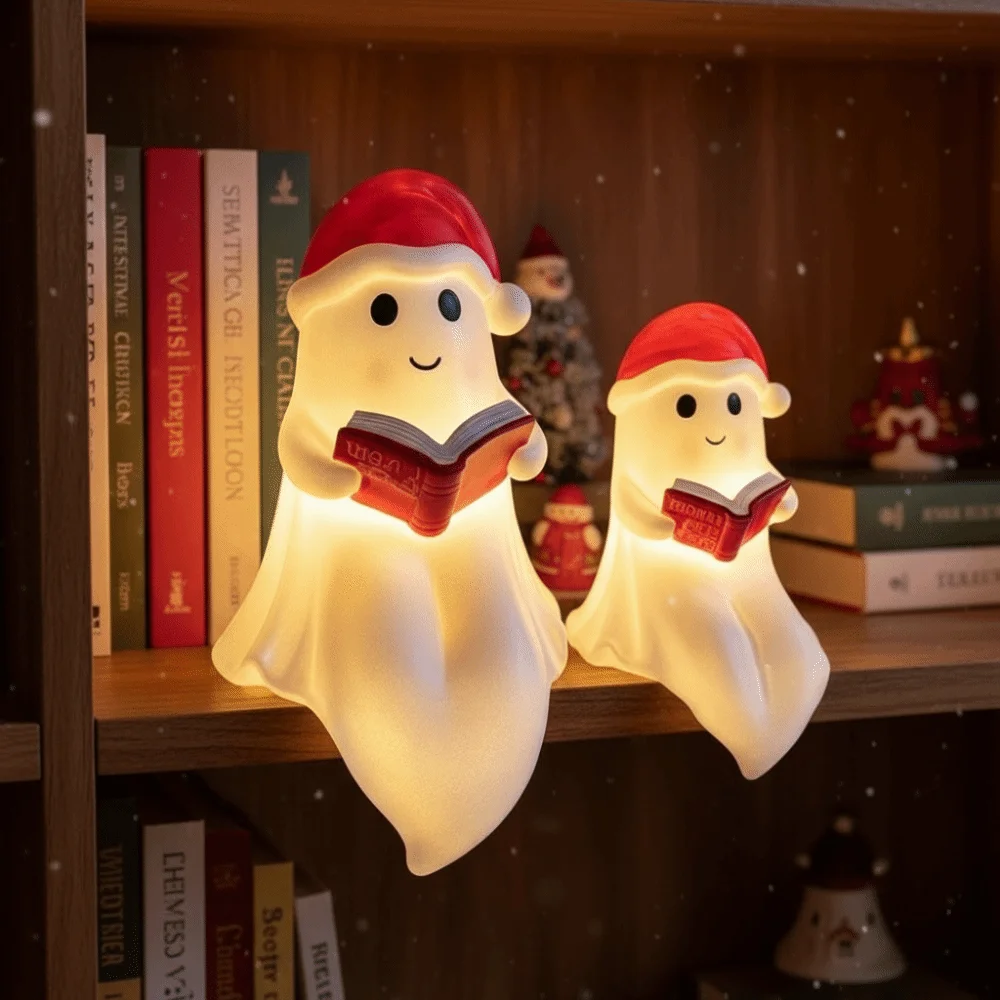 Illuminated Ghost Reading Lamp Button Cells Battery Operated Warm Glow Christmas Ghost Light Aesthetic Compact