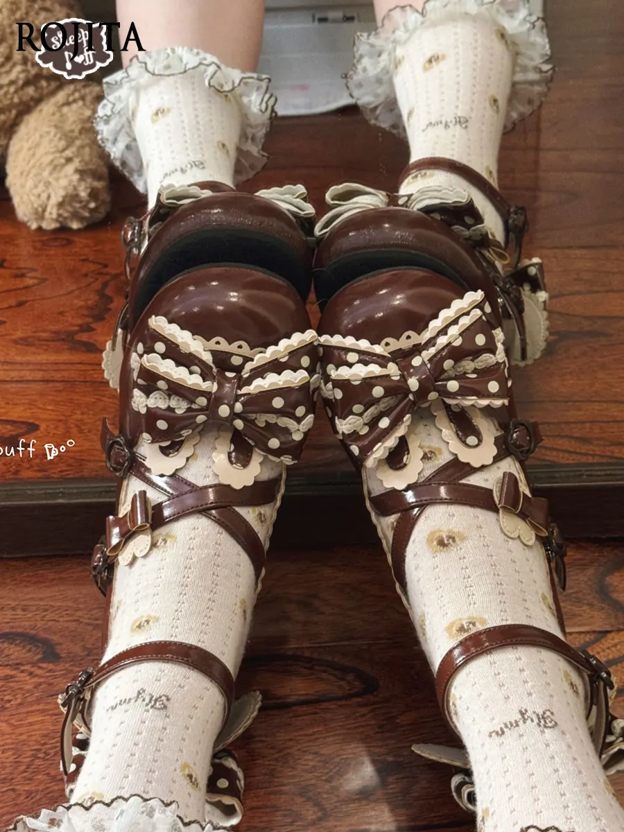 

Rabbit Lolita Polka Dot Bunny Ear Bow Mid-Heel Shoes 2026 Spring New Sweet Pink Shoes for Women