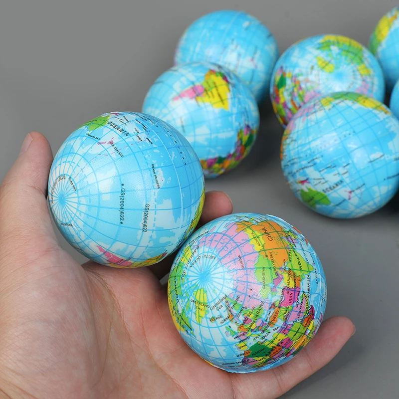 12 Stück Mini-Erdkugel, Fingerübungsball, PU-Kugel zum Drücken, Lernspielzeug, Schaumstoff-Druckball, Geschenk für Jungen und Mädchen – Detail 8