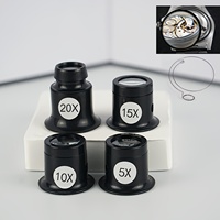 4pcs Watch Magnifier Set - 5X-20X Glass Loupes for Jewelry & Watch Repair, Ergonomic, Alloy & Plastic, for Engraving& Inspection