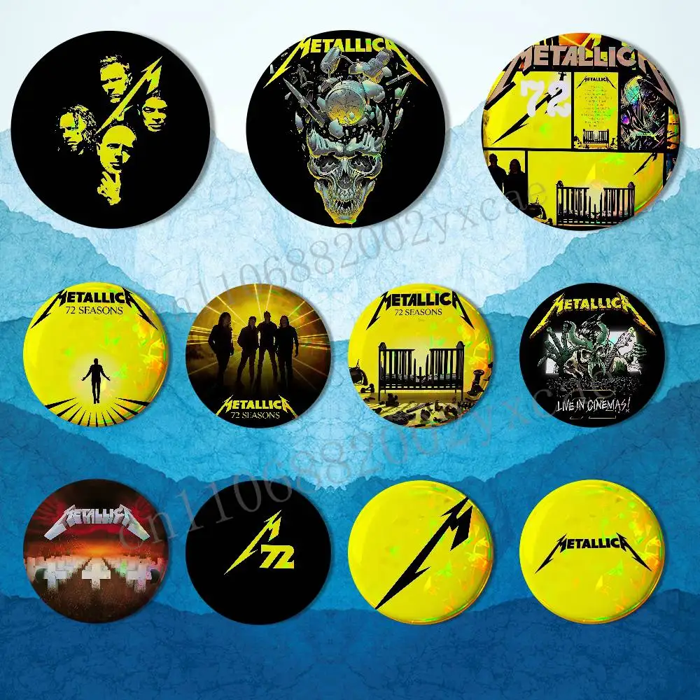 ReLoad M72 Seasons BAND Metallica Laser reflective round badges pins bag clothing decorations collectibles gifts for friends