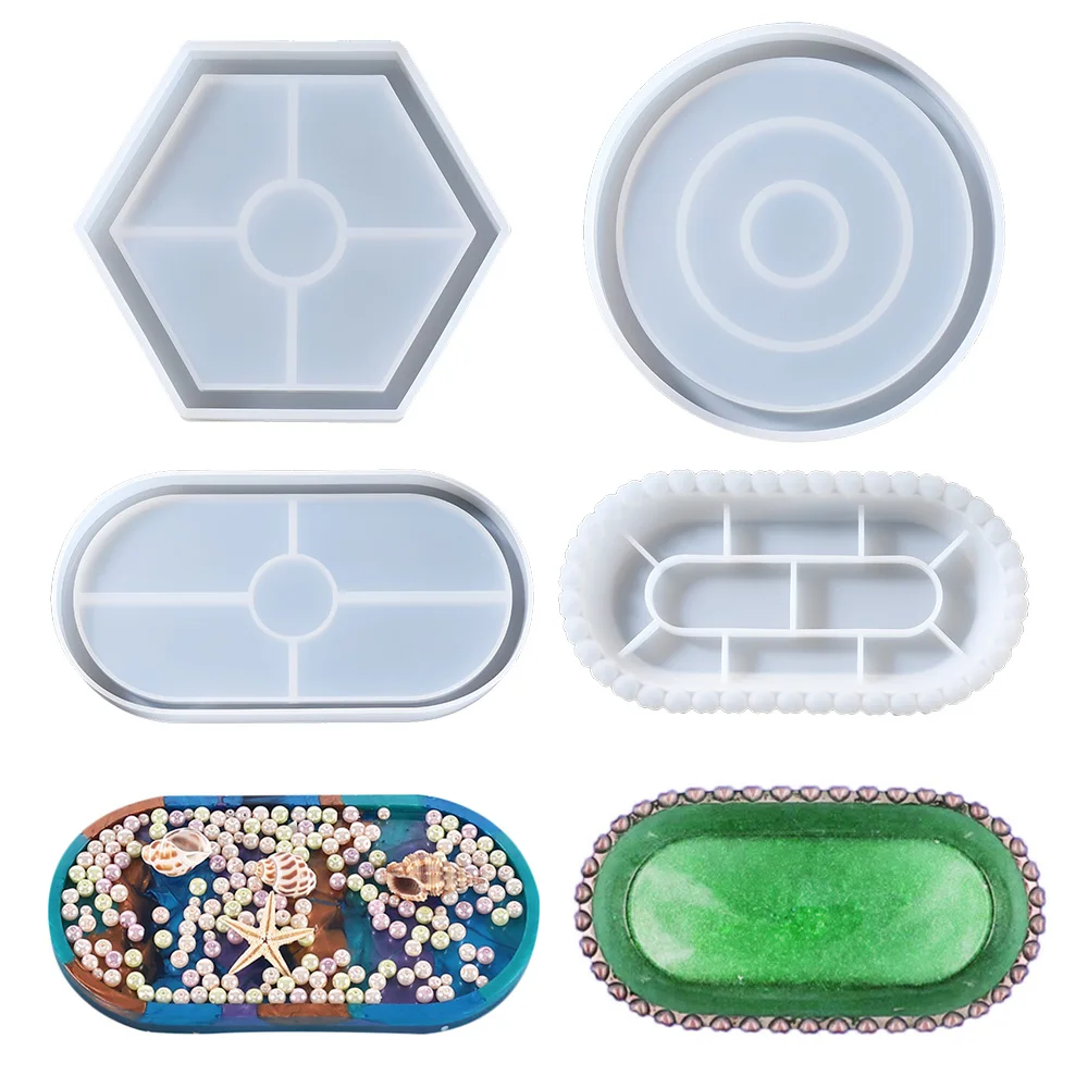 

Oval Tray Silicone Mold Hexagon Coaster Epoxy Resin Mould for DIY Jewelry Plate Storage Holder Resin Mold Crafts Home Decoration