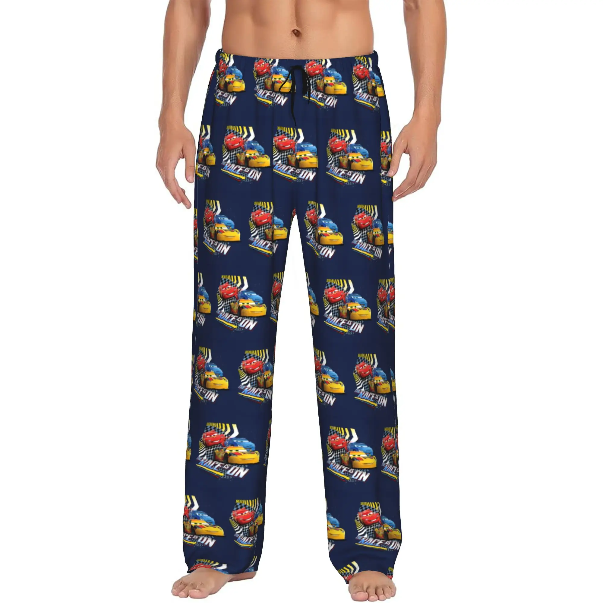 

Custom Printed Men's Lightning Anime Car M-McQueen Pajama Pants Sleepwear Sleep Lounge Bottoms with Pockets