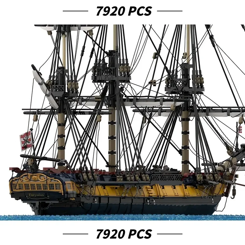 MOC Large Sailing Ship Heavy Escort Warship Building Blocks 7920Pcs, Imperial Pirate Vessel Bricks Model Collector Adults