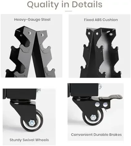 حامل رف دمبلز صلب ممتاز فقط ، منظم تخزين وزن محمول بإطار مع صينية وعجلات اختيارية ، مثالي