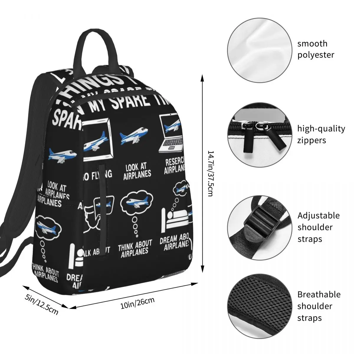 Born To Fly Captain Stripes Flight Pilot Aviation Aviator Airplane 5 Backpack Student BookBag Boys Girls School Bag