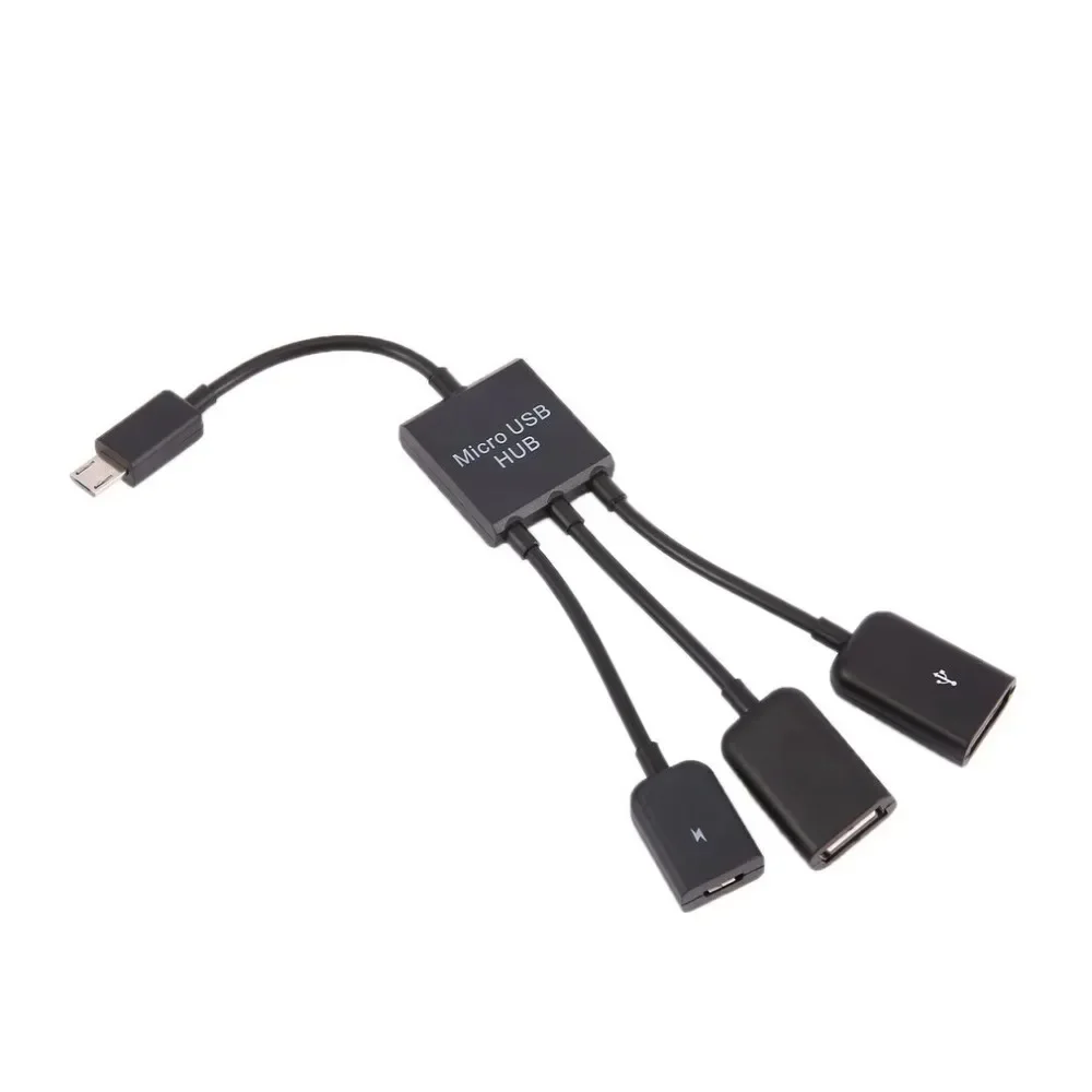 

3 in 1 Micro USB Type C HUB Male to Female Double USB 2.0 Host OTG Adapter Cable For Smartphone Computer Tablet 3 Port