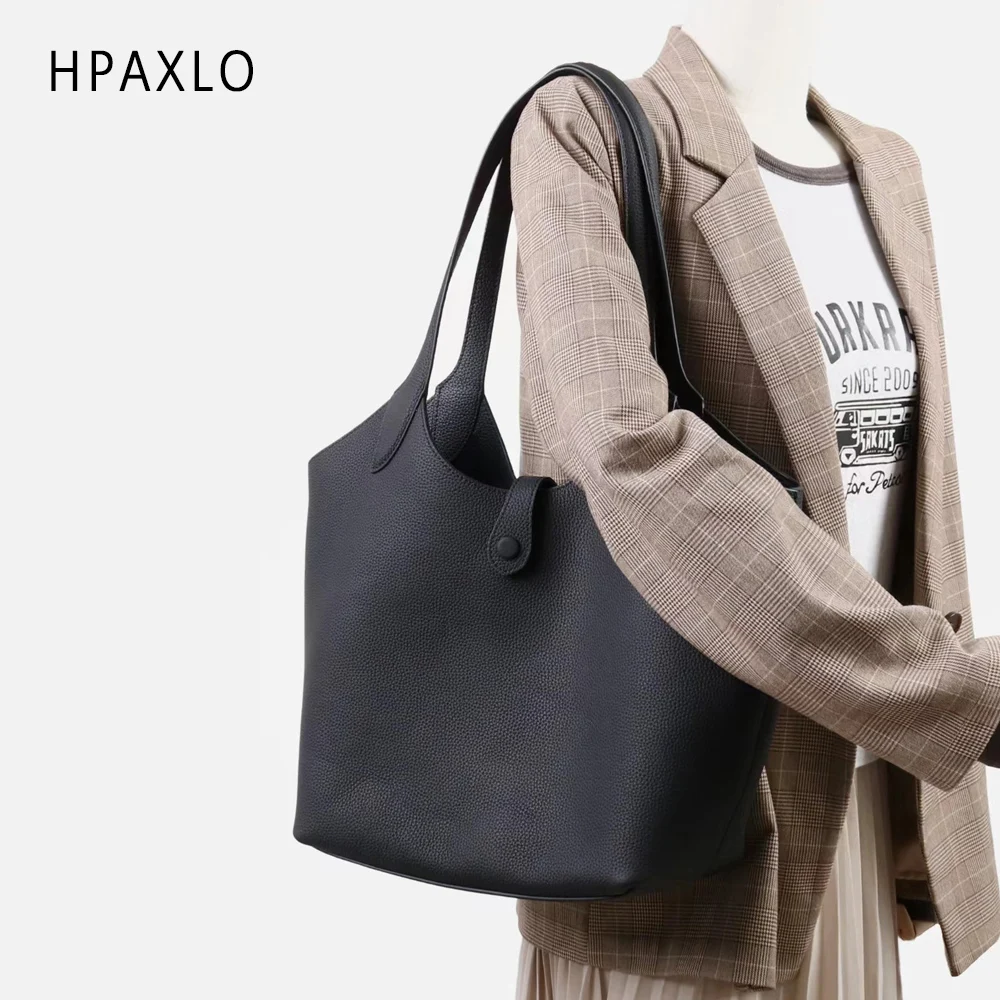 حقيبة يد عصرية من الجلد المحبب بالكامل وواسعة لعمال المكتب أنيقة وبسيطة وفريدة من نوعها حقيبة كتف مميزة حقيبة راقية