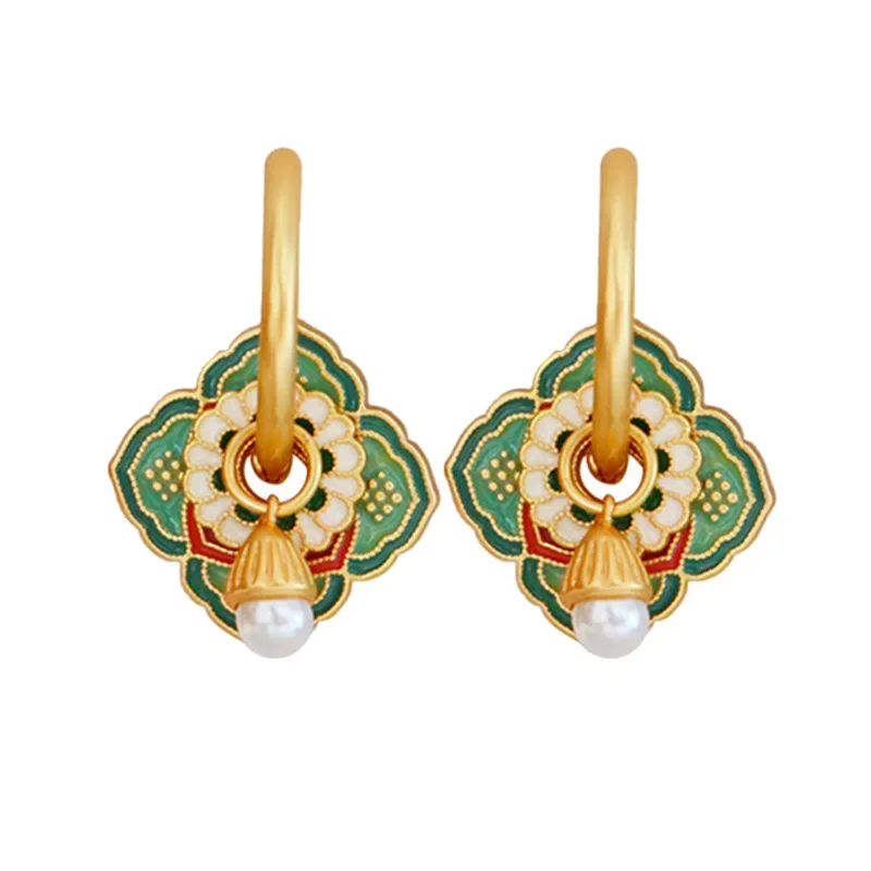 Modern Jewelry Elegant Temperament Green Color Flower Earrings For Women Female Gifts Delicate Design Ear Accessories
