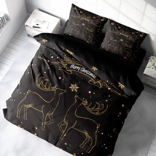 2022 New Year Christmas Merry Christmas Double Duvet Cover Set 3D Cotton Satin Deer Design Fashion Style For Home Bed Set Fad