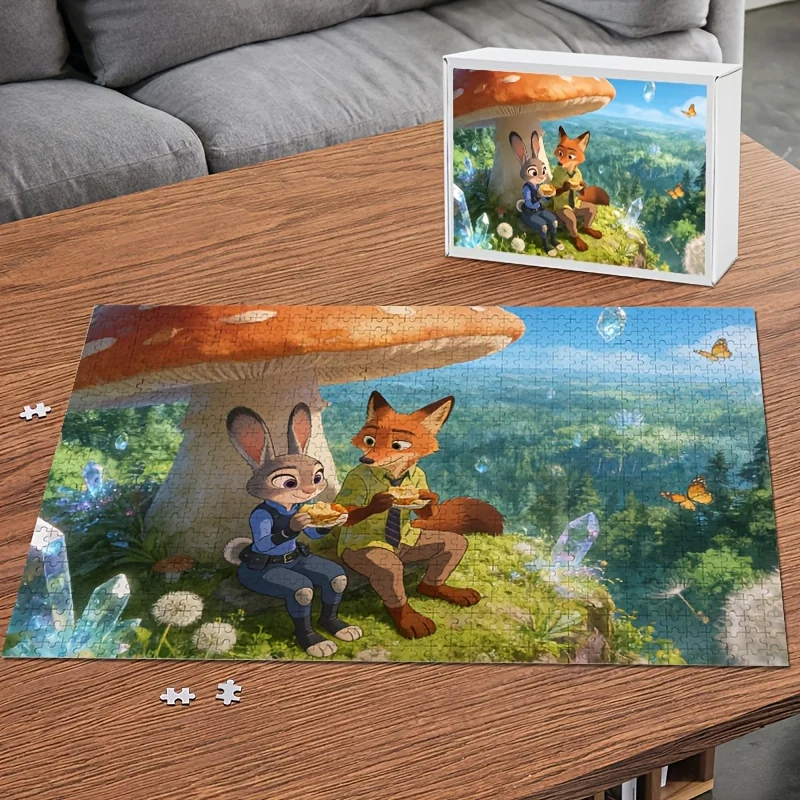 1000 ชิ้น ดิสนีย์ ซูโทเปีย จูดี้ ฮอปส์ และ นิค ไวลด์ โปสเตอร์ปริศนา, ความบันเทิงสำหรับครอบครัว ของตกแต่งบ้าน, ปริศนาวันเกิด, แบบไม่มีกรอบ A