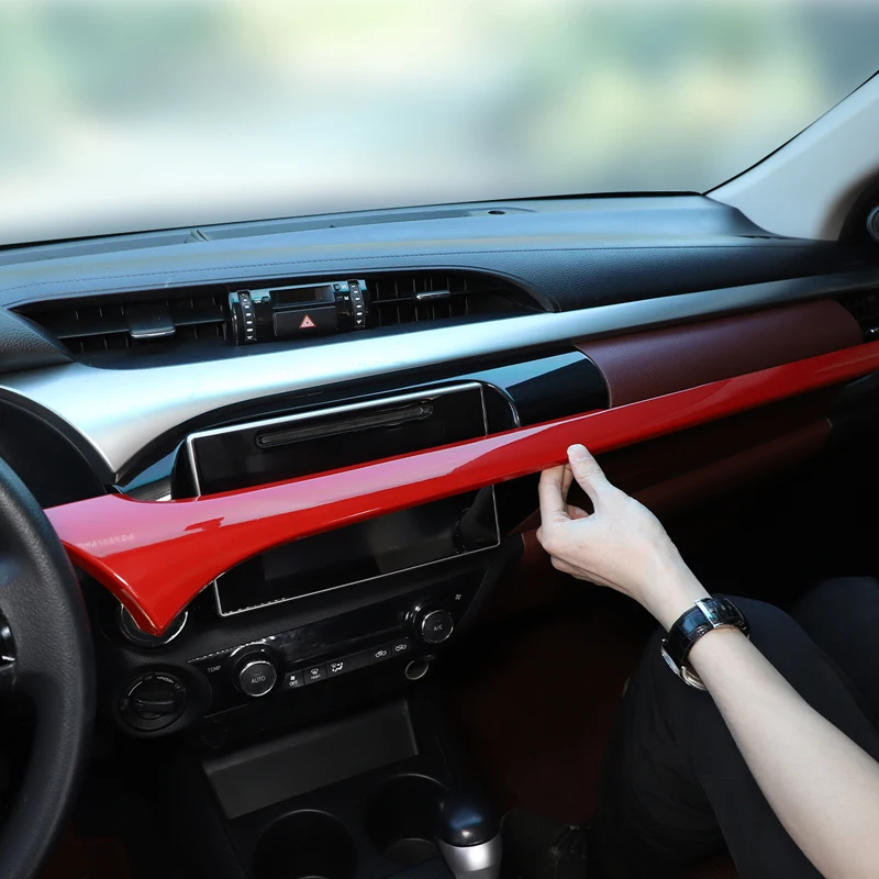 

Левый руль! Праворульный! Декоративная накладка на центральную консоль из АБС-пластика под карбон для Toyota Hilux Revo 2016-2025, аксессуары для автомобиля