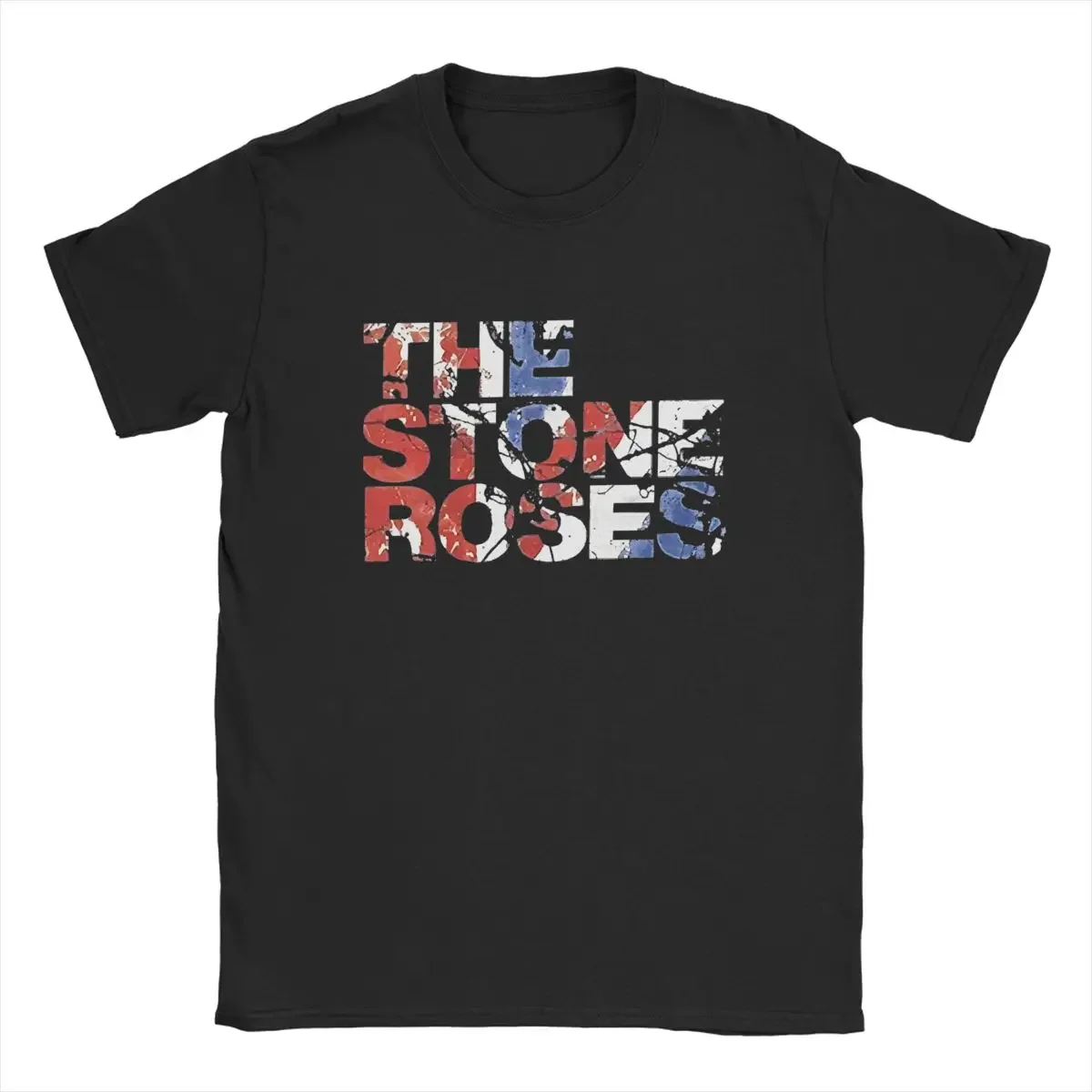 Men's T-Shirt The Stone Roses Logo 2-2 Funny Pure Cotton Tees Short Sleeve English Rock Band T Shirts Round Neck merch Plus Size