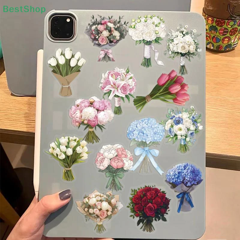 

50Pcs ​​DIY Luggage Notebook Water Cup PET Waterproof Decals Creative Satin Dream Flower Gift Graffiti Stickers