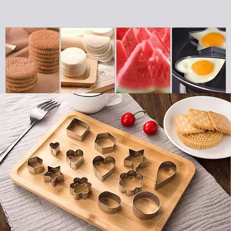 30Pcs Stainless Steel Sugar Biscuit Press Stamp Embosser Cookie Cutter DIY Fondant Cake Mold Pastry Decor Baking Accesories