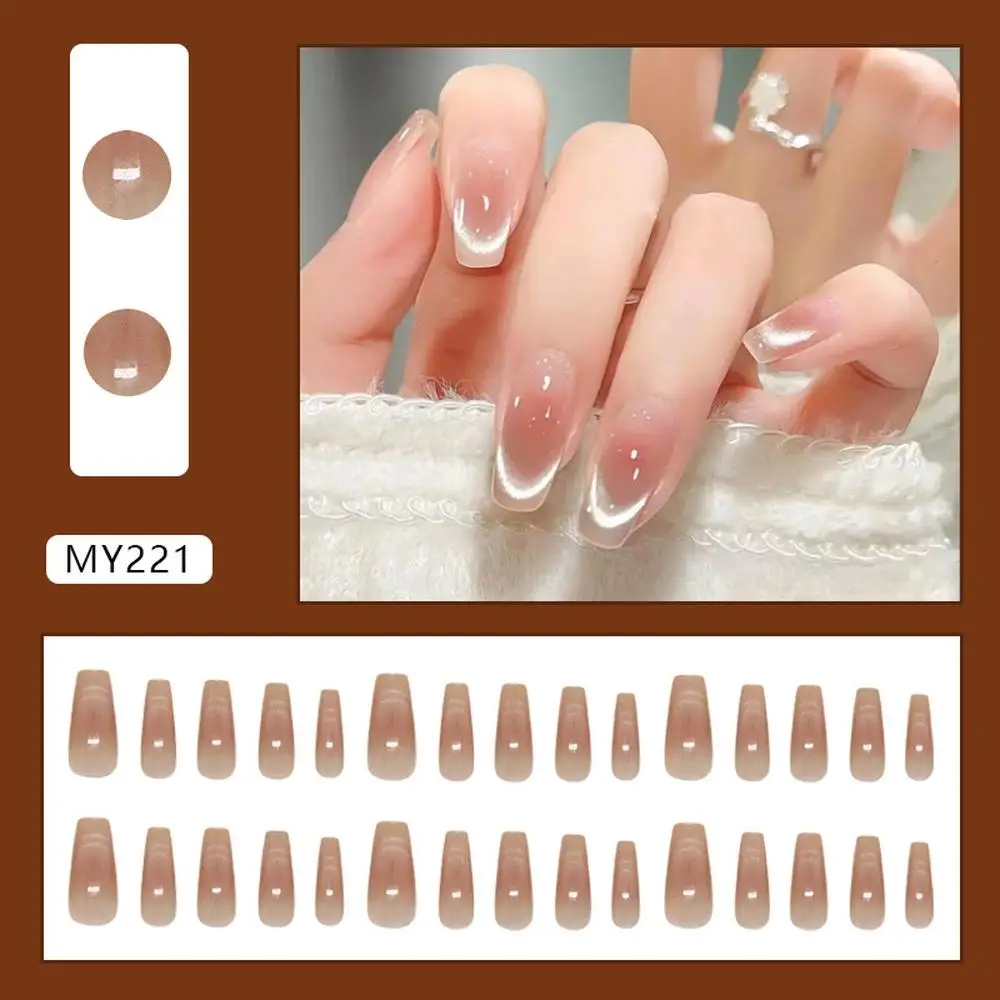 Yeux de chat d'ambiance rose marron doux et Simple, à la mode et polyvalents, clous de Style ins européen et américain portant des ongles