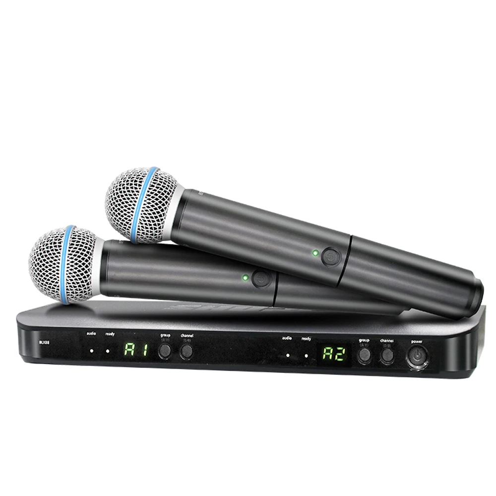 2026 BLX288 Beta58a Wireless Microphone Dual Vocal System with Two Handheld Professional UHF PLL True Diversity Mic for Singing