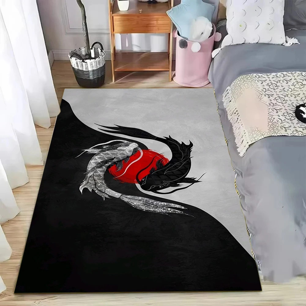 Fantasy Yin-yang Fish Pattern Carpet Living Room Bedroom Floor Mat Soft Machine Washable Easy To Clean Carpets Anti-slip Rug