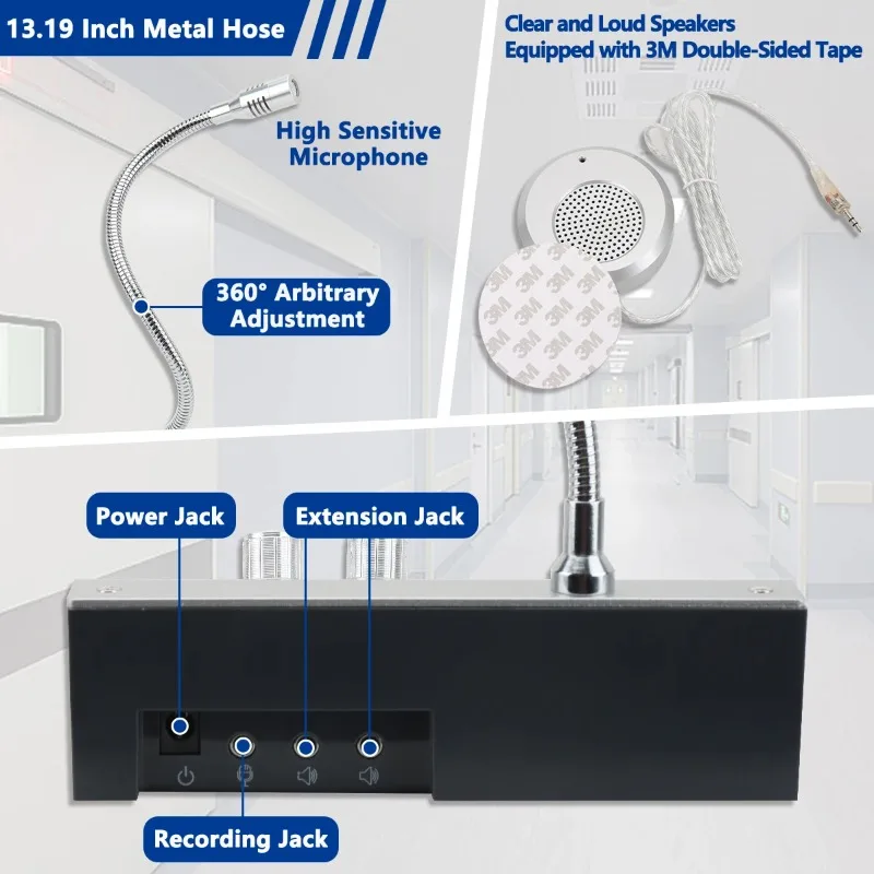 نافذة المتكلم اسلكية تخاطب الاتصال الداخلي ثنائي الاتجاه عداد الصوت الاتصال الداخلي مع ميكروفون خارجي بصوت عال راديو هام لمستشفى البنك