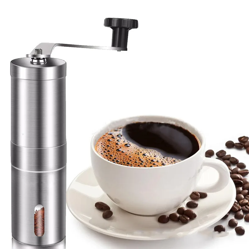 Stainless steel hand cranked coffee grinder grinds beans and peppers for dual use easy to operate