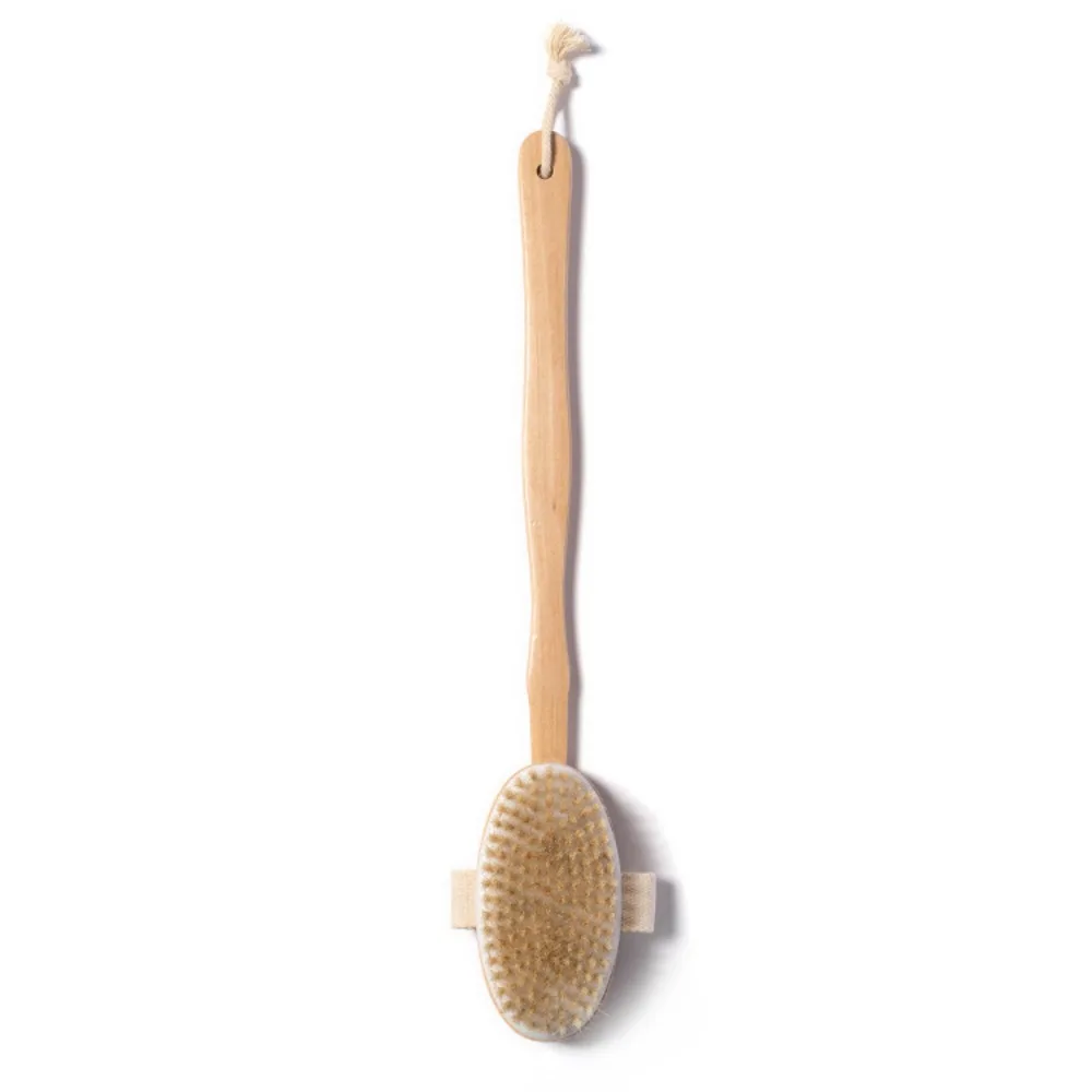 Cepillo de madera desmontable con mango largo para ducha, herramienta de baño Exfoliante para masaje de espalda y cuerpo, 1 unidad