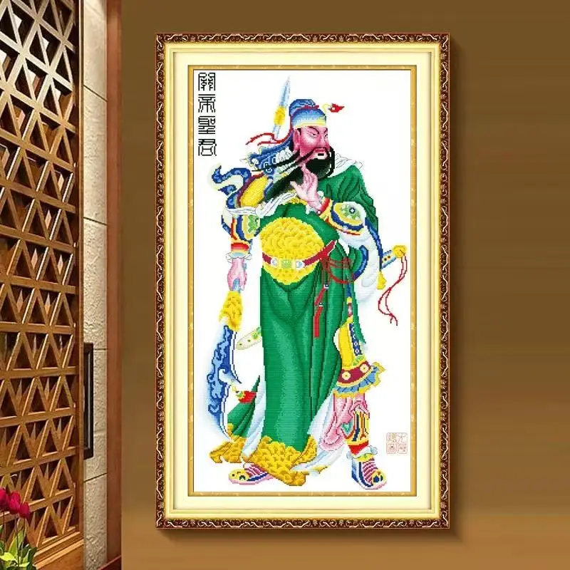 

80x45cm 11CT Needlework,DIY Cross stitch Embroidery kit,Chinese God of War Guan Yu Pattern Home Wall Painting