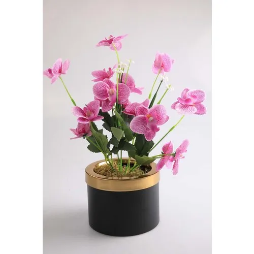 Kibrithane Flower Artificial Flower Metal Flower Pot Mini Lilac Fabric Orchid KC00200795