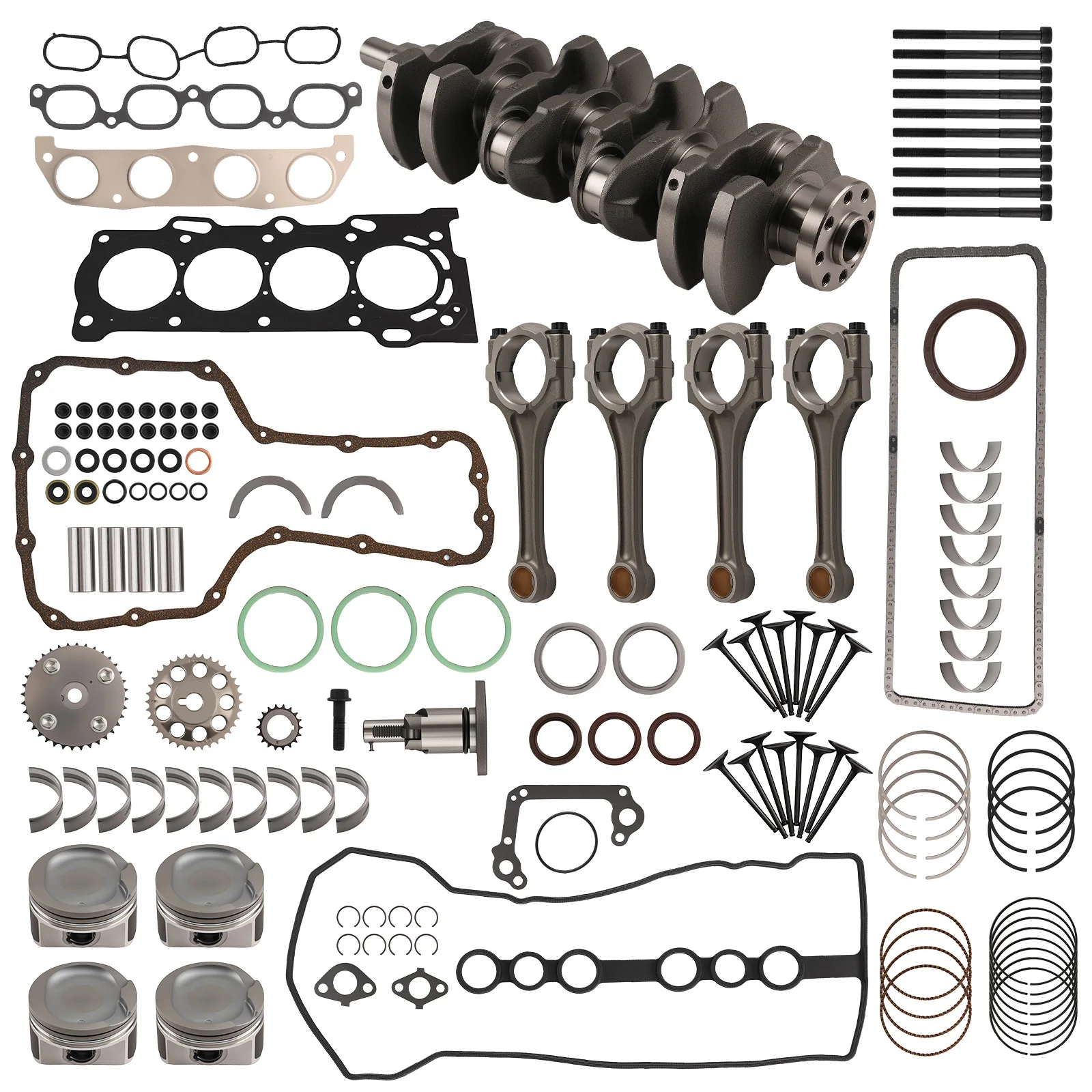Engine Rebuild Set for Pontiac Vibe 1.8L DOHC 16V 1ZZFE 2003-2008 13401-22020 Engine Kit w/ Crankshaft+Pistons+Valves New