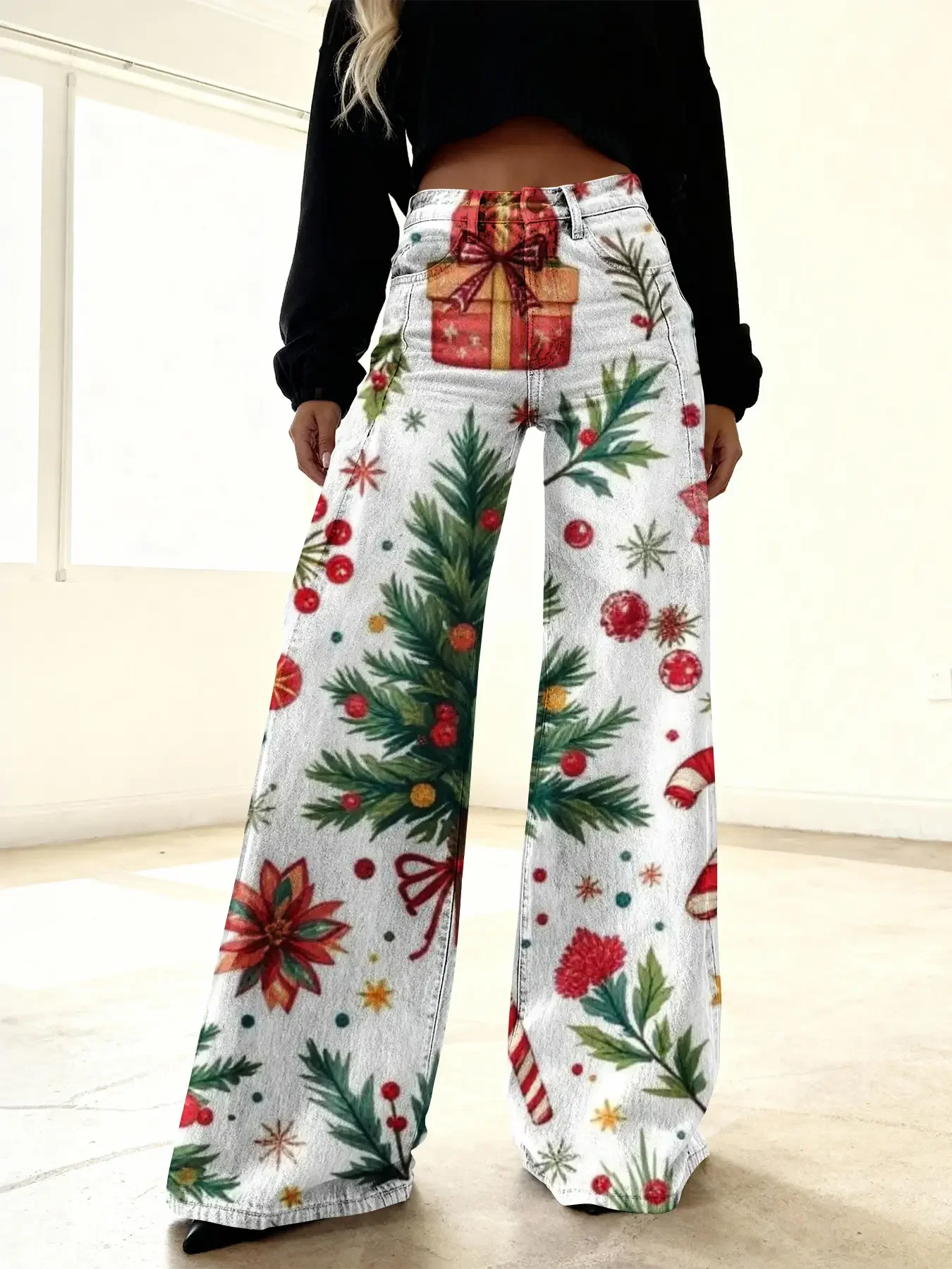 Women's new casual jeans with a variety of colorful western prints, Suitable for holidays and casual wear 