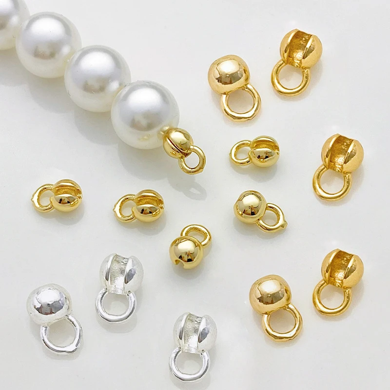 

10 шт., латунные обжимные Концевики для цепочек, 18 К