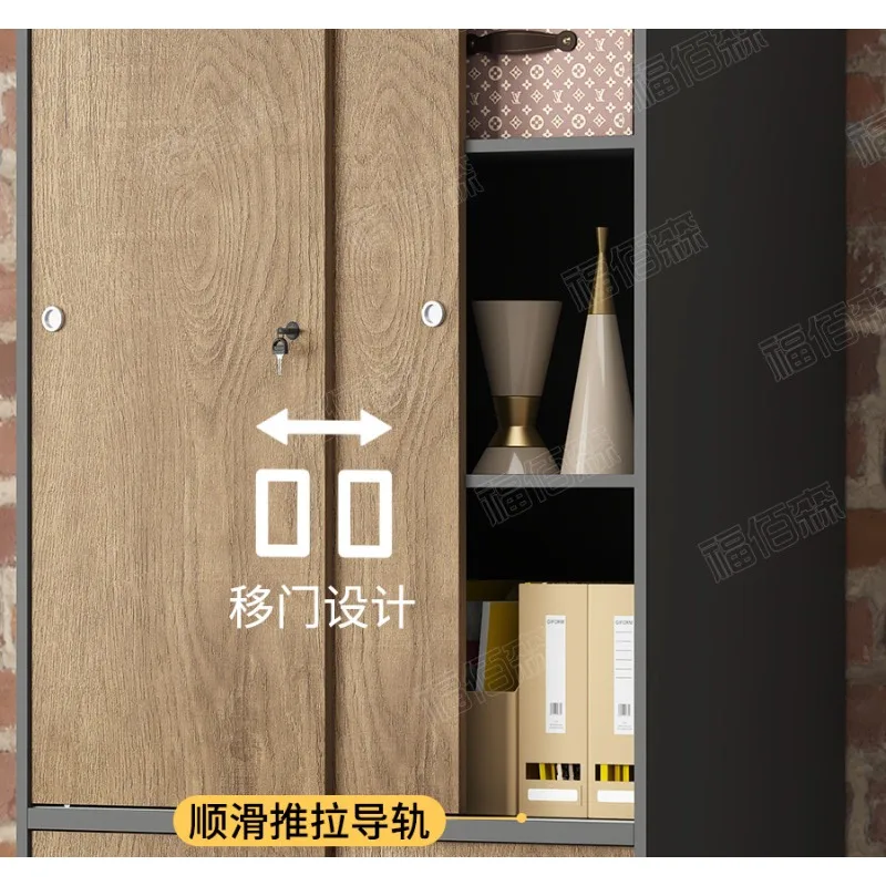 Moving Door File Cabinet Office Information Cabinet Wooden  Locker Bookcase Storage Archive Cabinet Baikesen