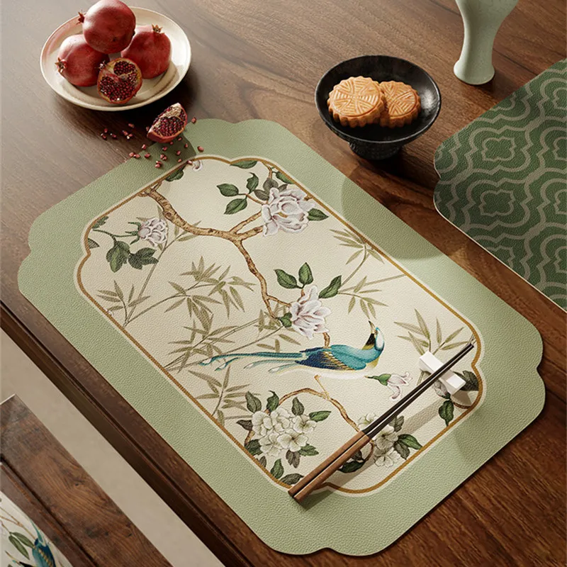 Floral Placemats Set of 2 Flower Bird Table Mats, Washable Place Mats for Home Party, Indoor Kitchen Dining Table Decoration, 30