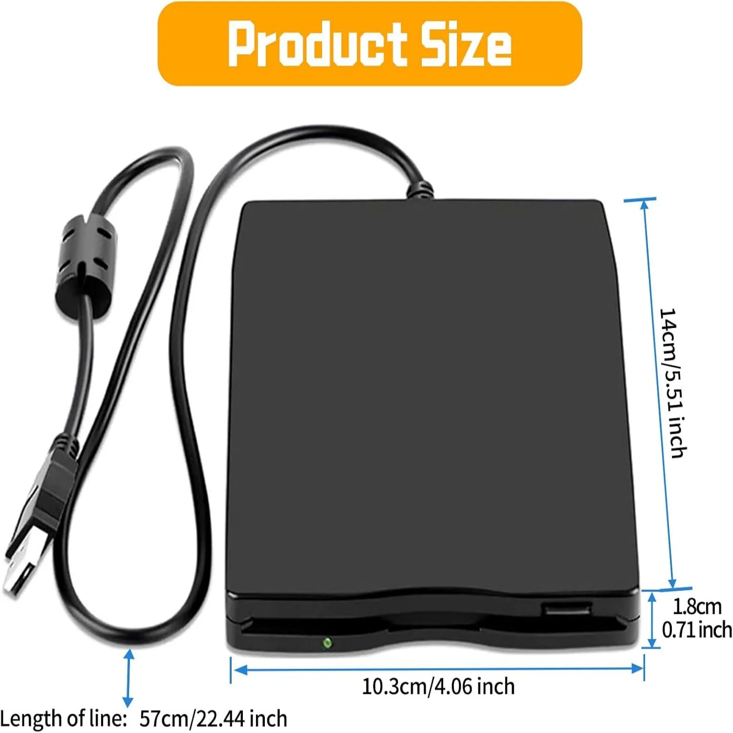 Floppy Disk Reader Drive 3.5" 1.44MB FDD External USB Floppy Diskette Drive for Windows 11/10/8/7/XP/Vista Mac PC Laptop Desktop