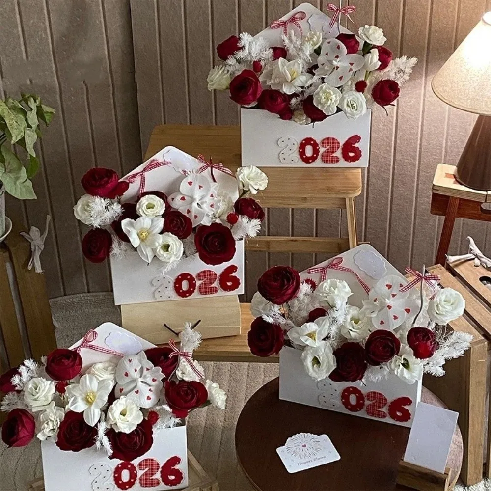 

10 Pcs Flower Holder Hand-Folded Floral Gift Box Romantic Portable Envelope Flower Box Paper Bouquet Wrapping Box Florist Use