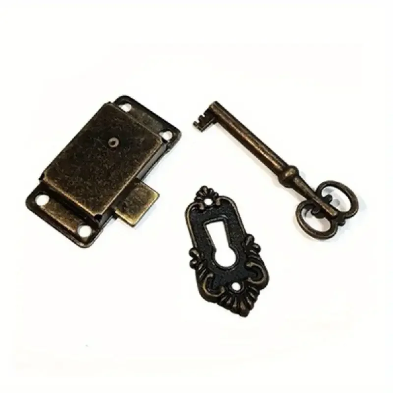 1pc Antique Iron Door Lock Drawer Jewelry vintage Wood Box Cabinet Wardrobe Cupboard Door accessories Lock Key Furniture