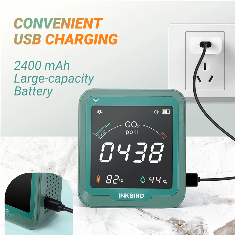Imagem -06 - Inkbird 3in1 Co2 Medidor Wi-fi Co2 Detector Monitor de Qualidade do ar com Dióxido de Carbono Tester & Temperatura & Umidade para Casa Verde