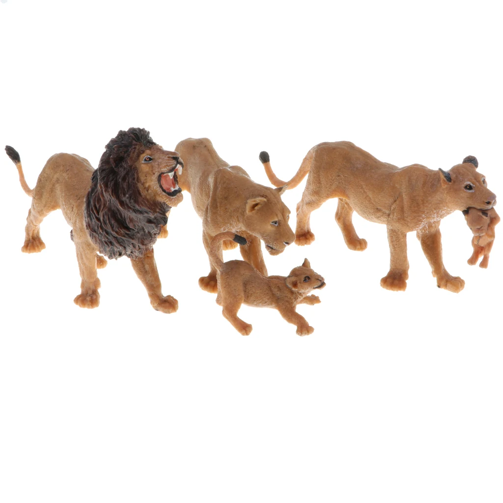 Figurine di leone, Set di giocattoli modello per natura, regalo, confezione da 5