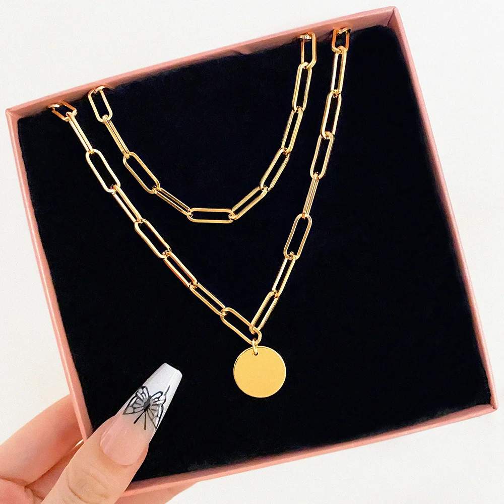 Necklace حلية مستديرة الطبقات قلادة ، المرأة مجوهرات ، اكسسوارات للبنات ، الهدايا الجمالية ، قلادة الموضة ، الملابس ، 2022