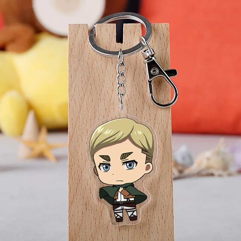 Anime Attack on Titan Levi Ackerman Eren Jaeger Key Chain Pendant Cosplay Two-sided Acrylic Keychain Keyring Prop