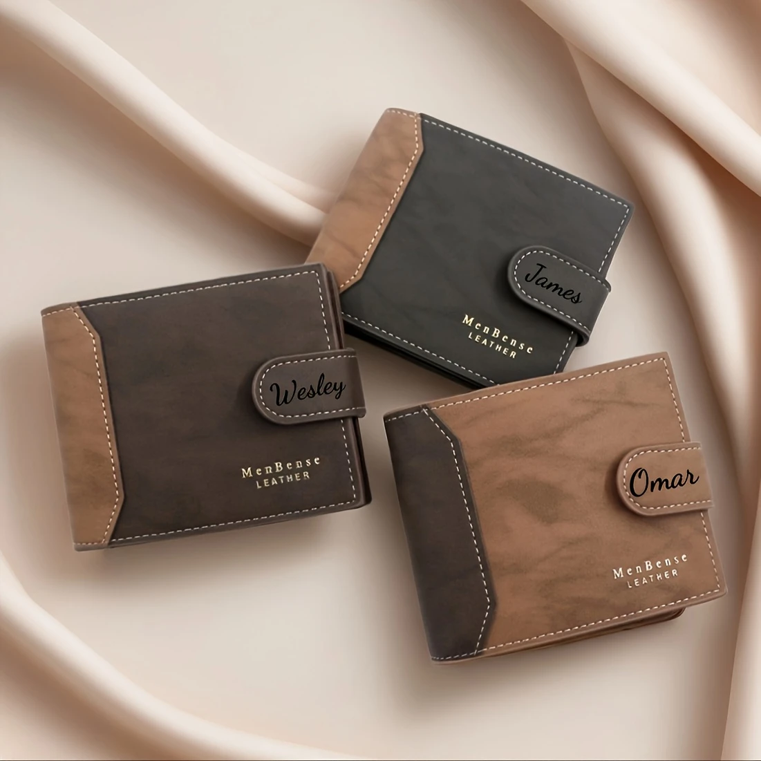 Custom Name Fashion Frosted Leather Bifold Wallet Personalized Exclusive Men Wallets Best Gift for Husband, Father's Day Gifts