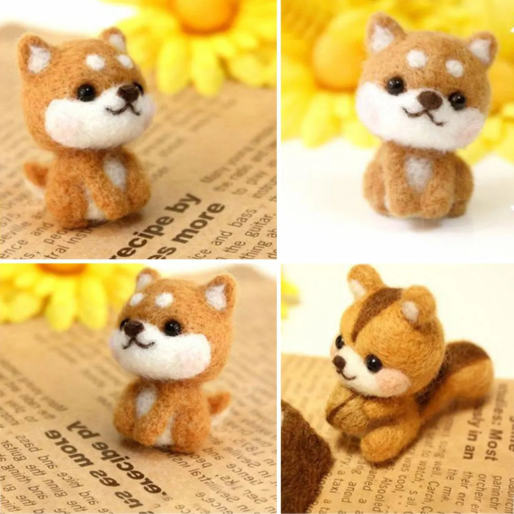 

Non-Finished Felt Kit Cute Animal Collection Panda Squirrel Cat Turtle Doll Wool Felt Poked Kitting DIY Felting Materials