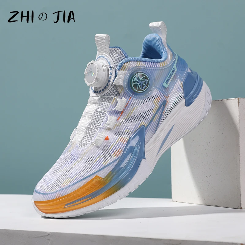 High Quality Summer Children's Single Net Basketball Shoes Teenagers Rotating Buckle Sneaker Boys Fashionable Anti slip Shoes