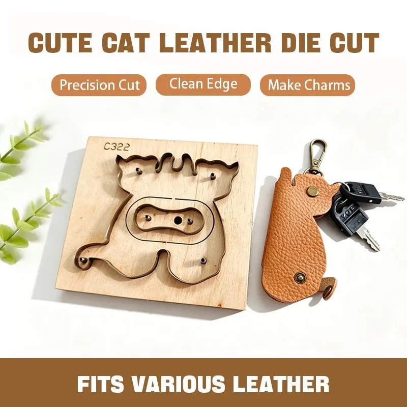 Cat Key Pouch Leather Die Cut Mold DIY Handmade Leather Craft Cutting Die for Cat Key Cover Leather Blank Tool