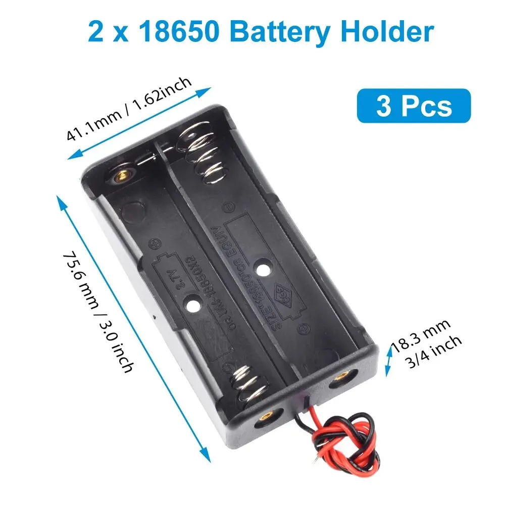 3 stks 18650 Batterij Houder Doos 1 Slot 3.7 V Batterij Opbergdoos 1/2/3/4 Mobiele Plastic Container met Sluit Zwart Rode Draden