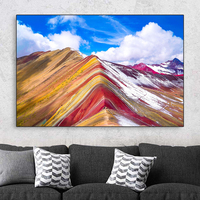 Rainbow Mountain Canvas Painting Peruvian Andes Nature Landscape Posters and Prints Wall Art for Living Room Decoration Cuadros