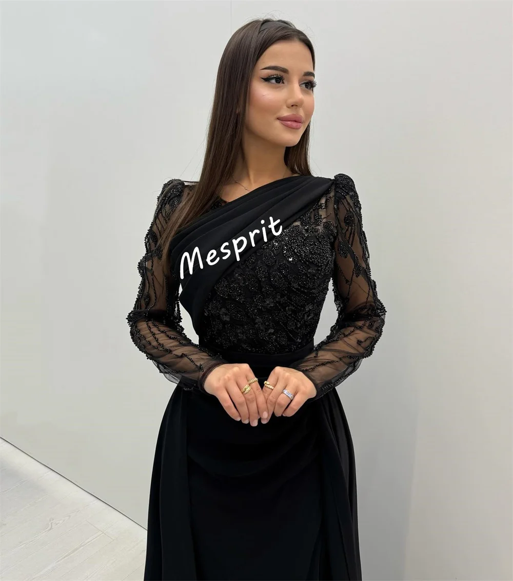 Personalizado jérsei plissado miçangas a linha preto vestidos longos sob medida ocasião feminina luxo noite requintado vestido de festa