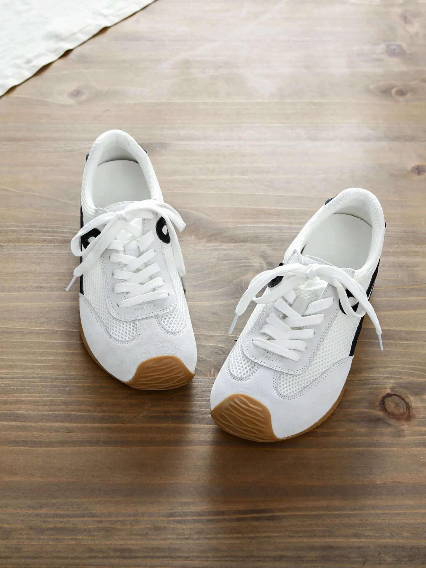 Leather Mesh Breathable Sports Shoes Women's Lightweight Comfortable Running Shoes Thin Single Net Breathable Casual Shoes