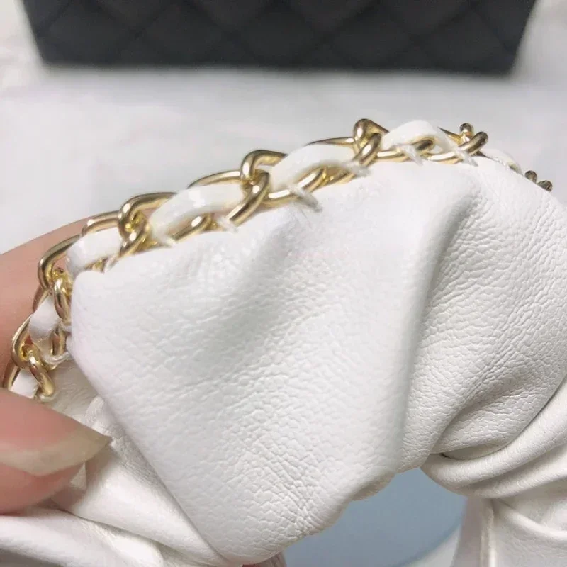 Nuova catena di metallo Cerchio per capelli in pelle PU Temperamento dell\'intestino di maiale grande Accessori da donna Copricapo per donna